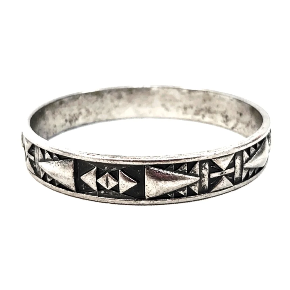Vintage Silver Tribal Bangle Bracelet